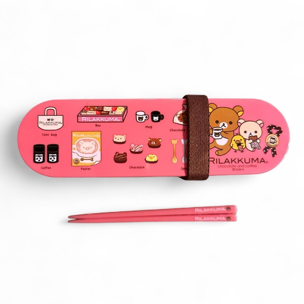 Rilakkuma Pink Bento Box with Chopsticks
